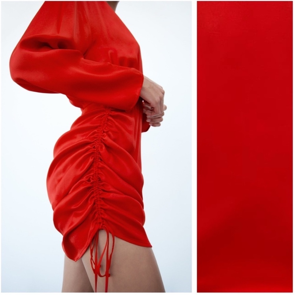 Zara Limited Edition Red Satin Effect Mini Dress. Size S.